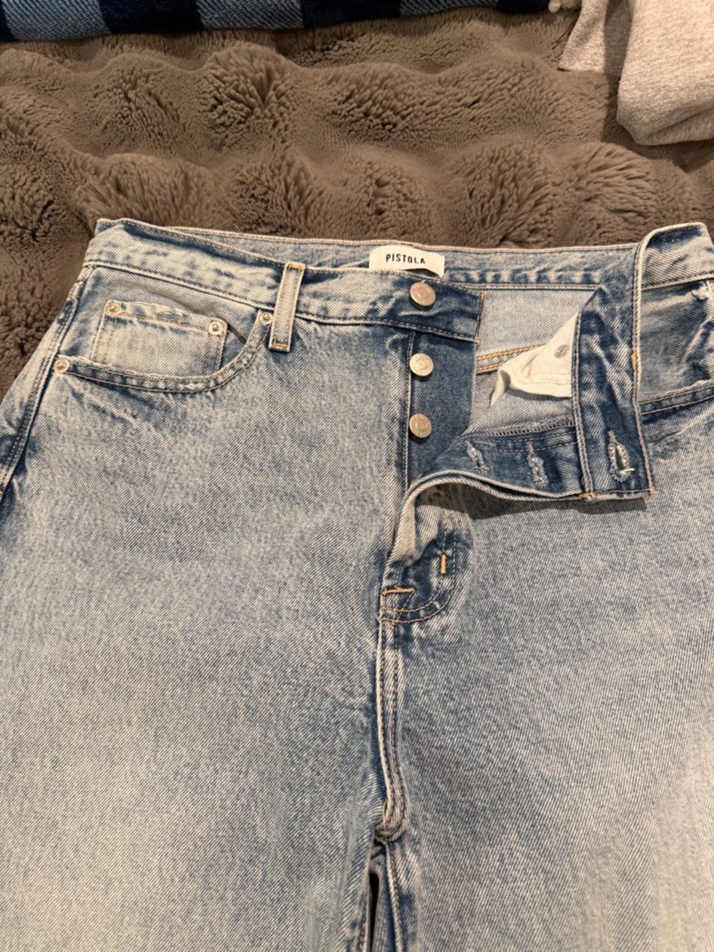 Pistola Faded Light Blue High-Rise Button-Fly Jeans